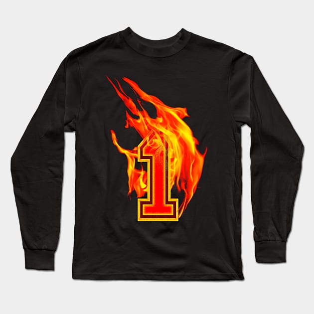 Burning Hot Sports Letter 1 Long Sleeve T-Shirt by Adatude